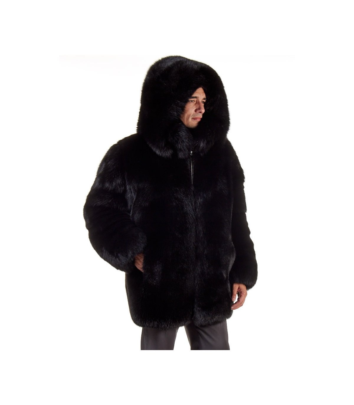 black fox fur jacket