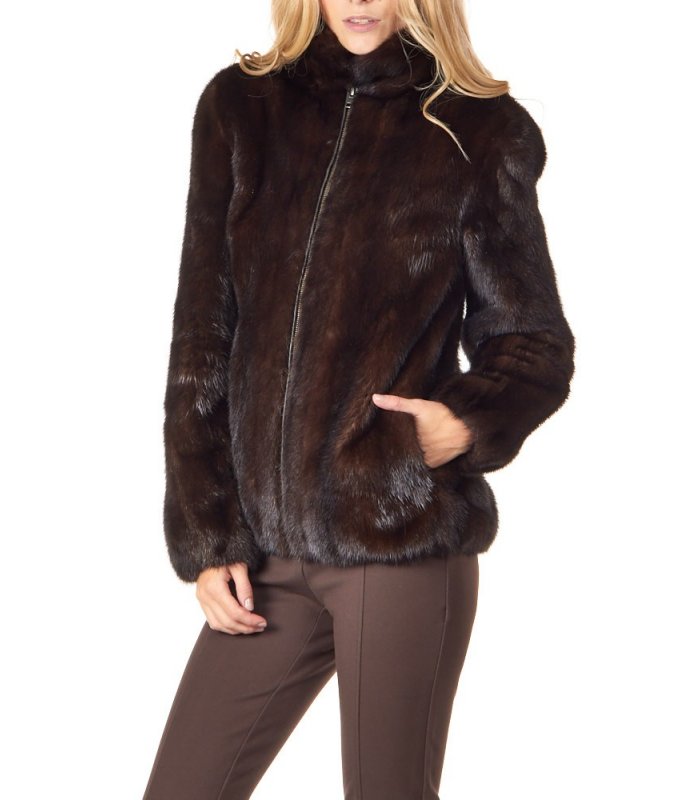 Mahogany Mink Fur Jacket Real Mink Fur Mink Fur Jacket With 