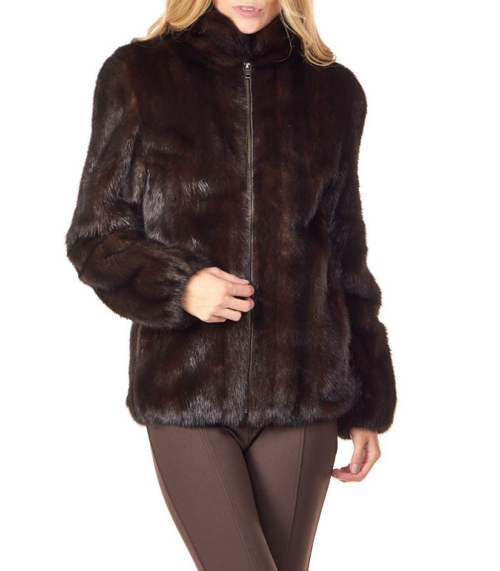 Ladies Mink Fur Bomber Jacket: FurSource.com