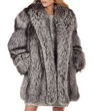 Women's Silver Fox Fur Stroller Coat: FurSource.com