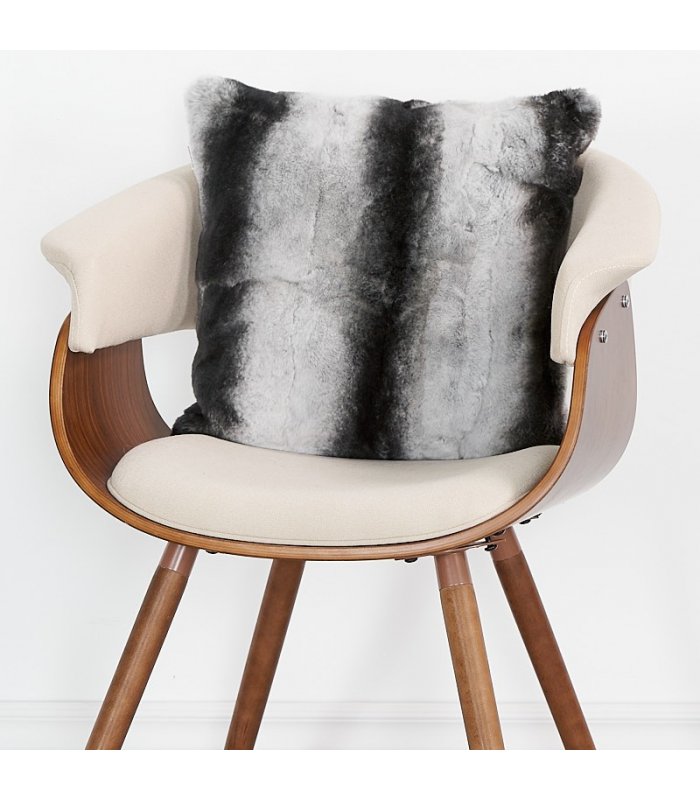 Full Pelt Chinchilla Print Rex Rabbit Fur Chair Cushion