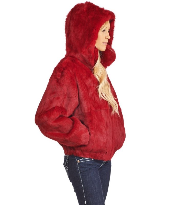 Red Genuine Rabbit Long Fur Jacket – Charlotte's Inc