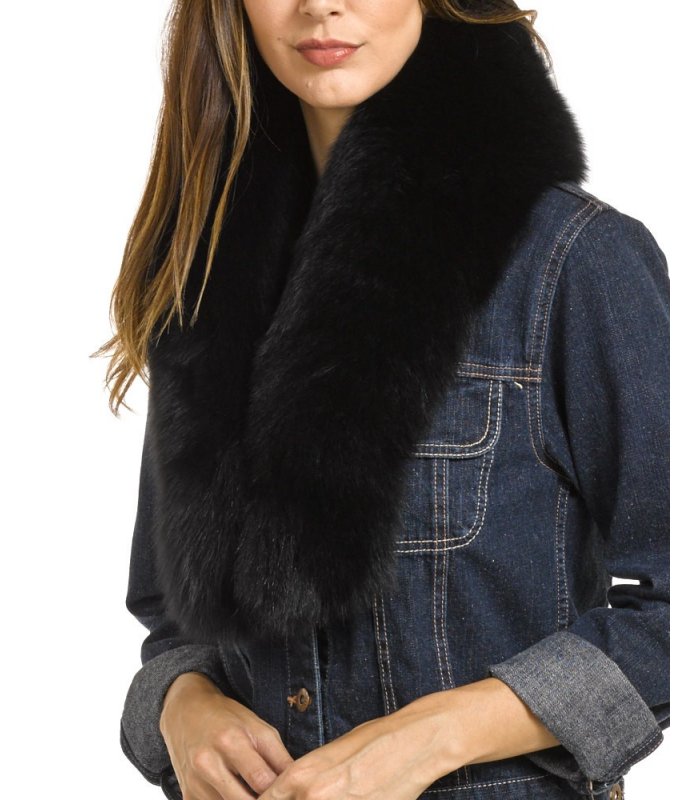 Fur Collar / Scarf - Black Fox Fur