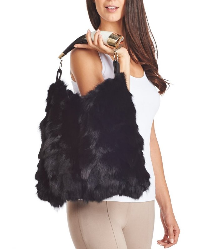 Real Fox Mink Fur Mini Tote Handbag Purse - Handbags - Store