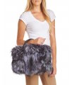 Silver Fox Fur and Leather Purse