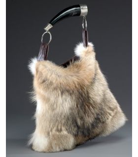 Dominique Silver Fox Fur Purse with Horn Handle 