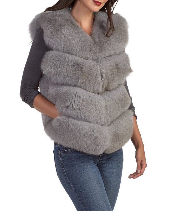 Lush Rabbit and Raccoon Tie Fur Vest Grey / XL