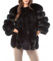 Black Fox Fur Coat with Vertical Panels