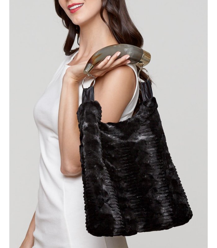 Mink fur women's bag handbag, hand-pulled mink fur bag, leather whole mink  fur with cowhide dinner luxury bag