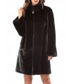 Black Mink Fur Coat with Stand up Collar