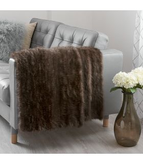 Genuine Rabbit Fur Blanket / Fur Throw in Charcoal: FurSource.com