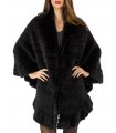 Knitted Wrap / Shawl - Black Mink Fur