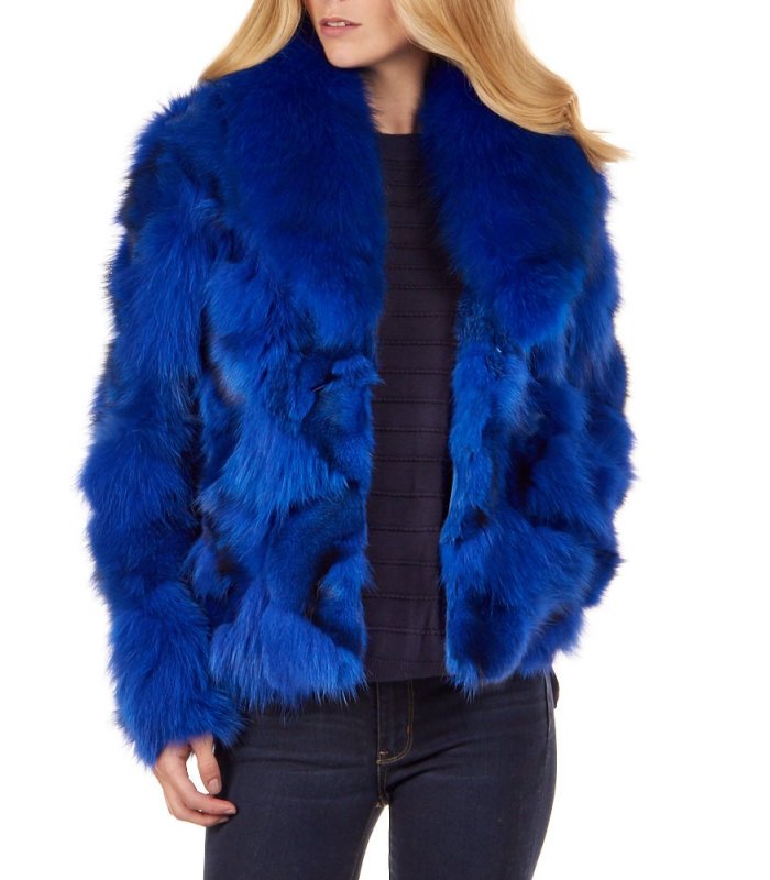 Fox Fur Jacket in Royal Blue: FurSource.com