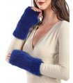Knit Mink Fingerless Gloves in Navy Blue
