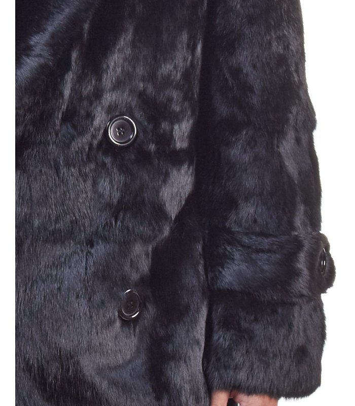 Donald Black Rabbit Full Length Overcoat For Men