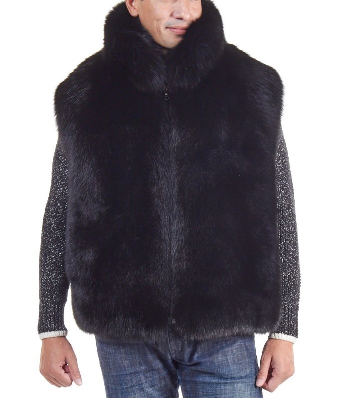Mens Hooded Vest Winter Faux Mink Fur Waistcoat Sleeveless Jacket Business  Coats