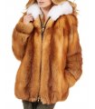 Red Fox Fur Parka Coat with Hood for Women