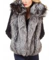 Silver Fox Fur Vest with Collar for Women