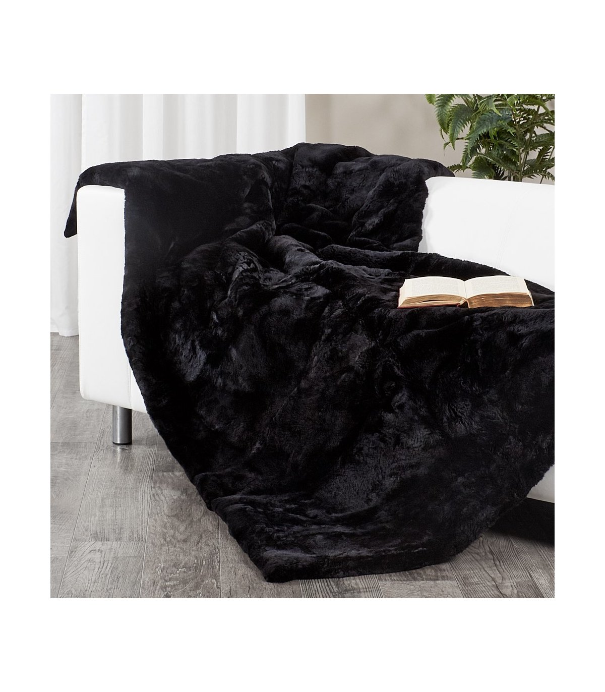 Black Sheared Beaver Fur Blanket for Luxurious Home Decor at FurSource.com