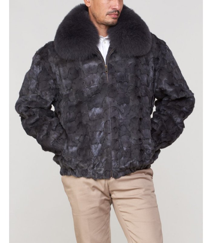 Bomber Mink Fur Men Jacket in Stylish Dual Shades