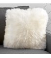Double Sided Longwool Sheep Fur Pillow in Ivory