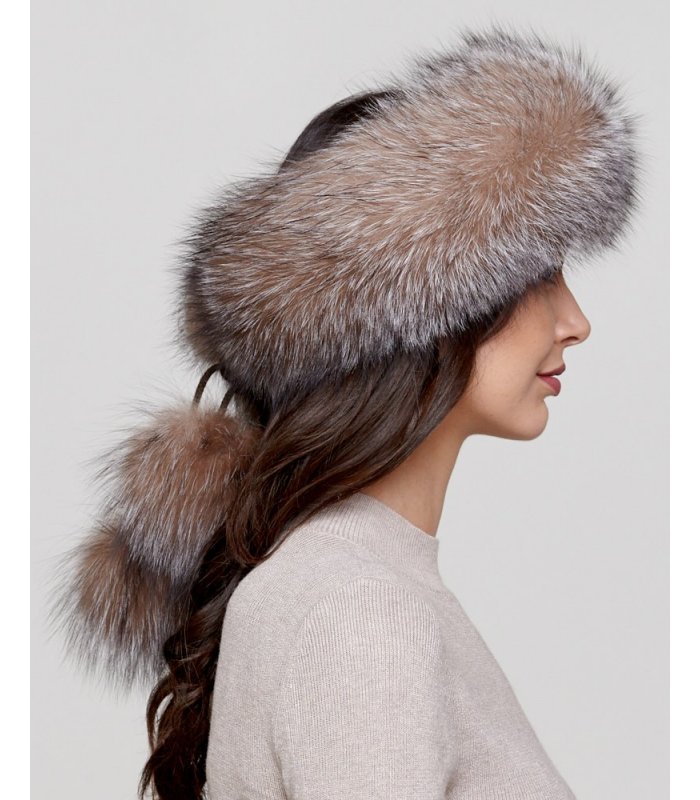 Fur Collar / Scarf - Silver Indigo Fox Fur