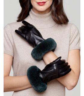 navy fur gloves