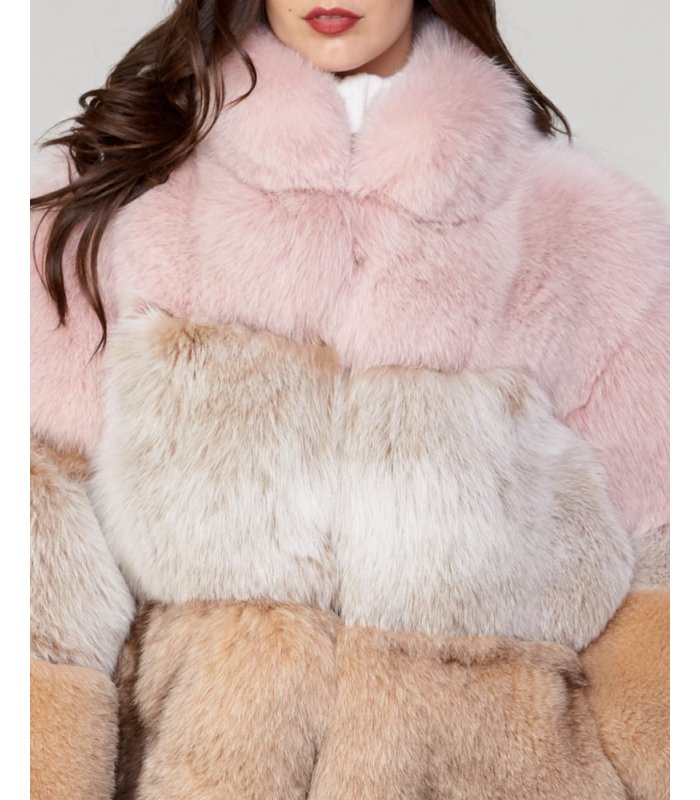 Fox Bubble Layer Coat in Sherbert: FurSource.com