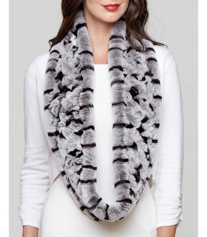 The Lucie Rex Rabbit Fur Scarf in Black Frost