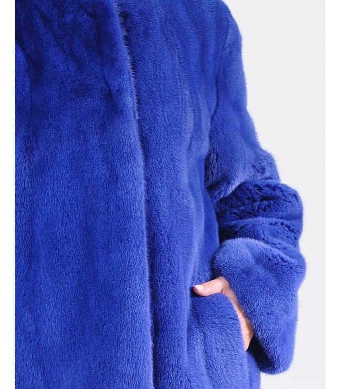 Collarless Blue Mink Fur Coat : FurSource.com