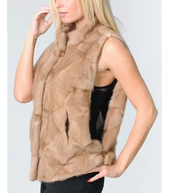 Sectioned Mink Fur Vest: FurSource.com