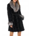 Sculptured Fur Coat - Mink Fur with Silver Fox Fur Collar