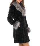 Sculptured Fur Coat - Mink Fur with Silver Fox Fur Collar: FurSource.com