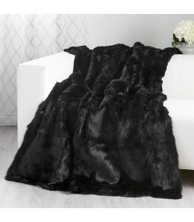 Black Fluffy Fox Fur Knit Pull-Thru Scarf for Men