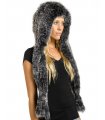 Black Frost Knitted Hood Scarf - Fox Fur