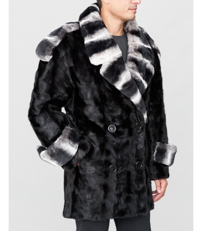 Rex Rabbit Fur Jacket with Chinchilla Fur Look