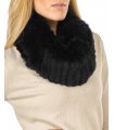 Black Knitted Pull-Over Scarf - Rex Rabbit Fur