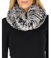 Black Frost Knitted Pull-Over Scarf - Rex Rabbit Fur