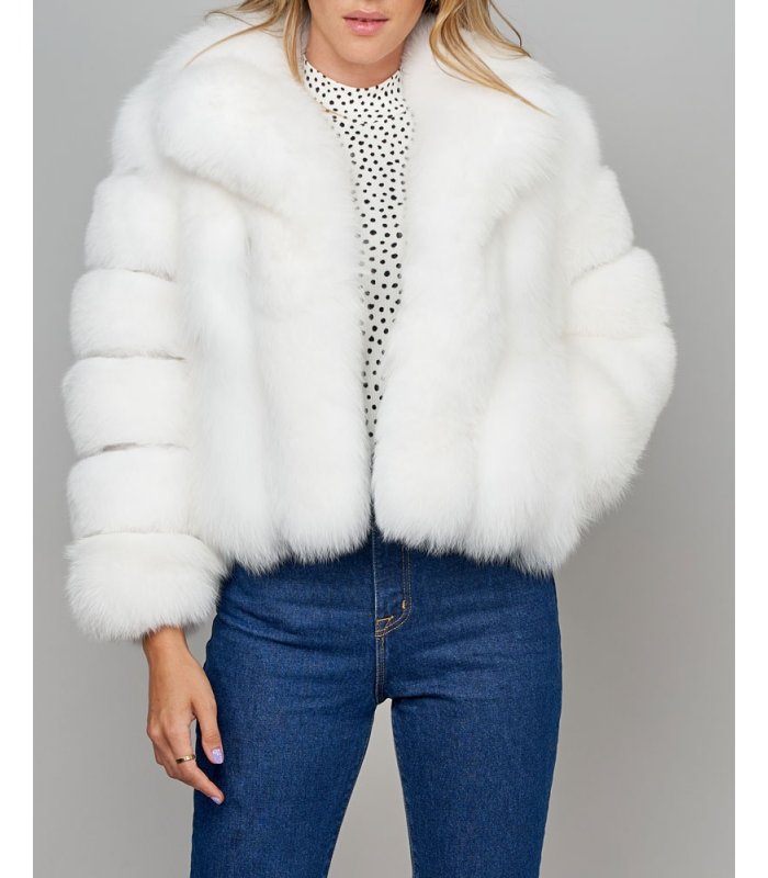 Long Coat Women Fox Fur in White