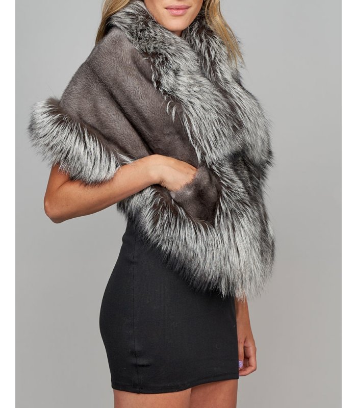 Stylish Silver Fox Fur Scarf  Winter Wedding Real Fur Accessories