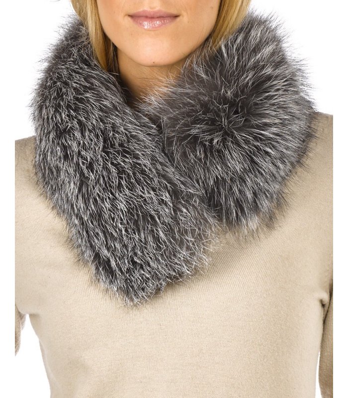 Fur Collar / Scarf - Silver Indigo Fox Fur: FurSource.com