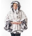 Mink Fur Cape with Hood and Fox Trim