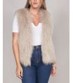 Knit Raccoon Fur Vest in Light Fawn