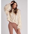 Cream Raccoon Fur Knit Sweater