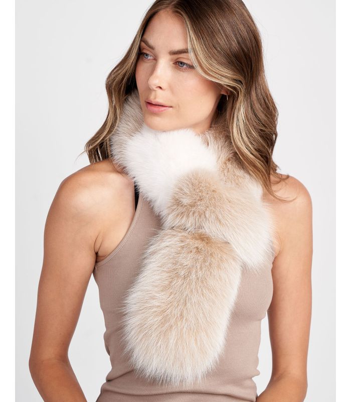 Women's Warm Fur Scarf With Faux Fur Collar, Suitable For Cold