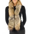 Medium Natural Coyote Fur Boa Scarf with Leather Ties