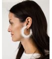 White Mink Fur Hoop Earring