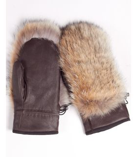 leather mittens with rabbit fur