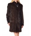 Mahogany Mid Thigh Chevron Textured Mink Fur Coat