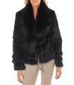 Fur Jacket - Rabbit Fur with Fox Fur Collar - Black